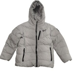 Reebok Boys Size 8(S) Gray Puffer Jacket Hooded Full Zip Winter Coat